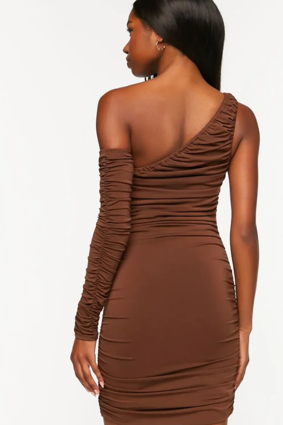 Ruched One-Shoulder Mini Dress