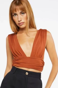 Ruched Plunging Crop Top