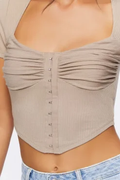 Ruched Rib-Knit Crop Top