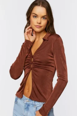 Ruched Split-Hem Shirt