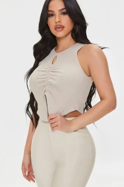 Ruched Split-Hem Tank Top