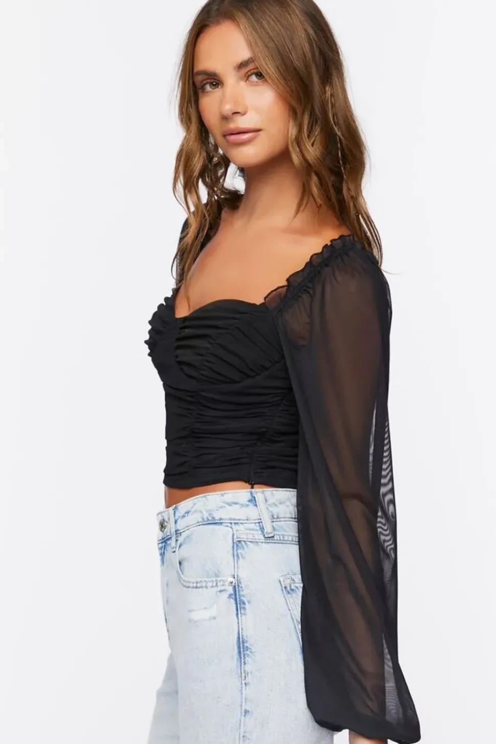 Ruched Sweetheart Crop Top