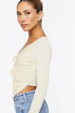 Ruched Tie-Front Top