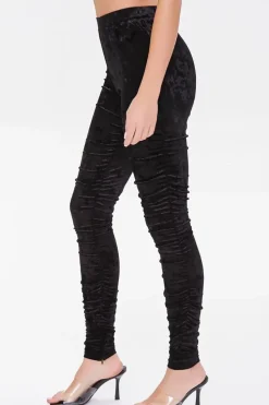 Ruched Velvet Leggings