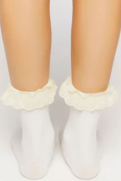 Ruffled Crochet-Trim Crew Socks