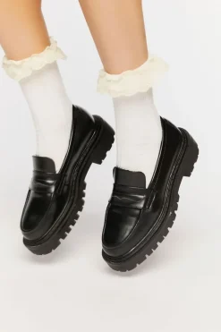 Ruffled Crochet-Trim Crew Socks
