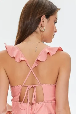 Ruffled Cutout Tie-Back Romper