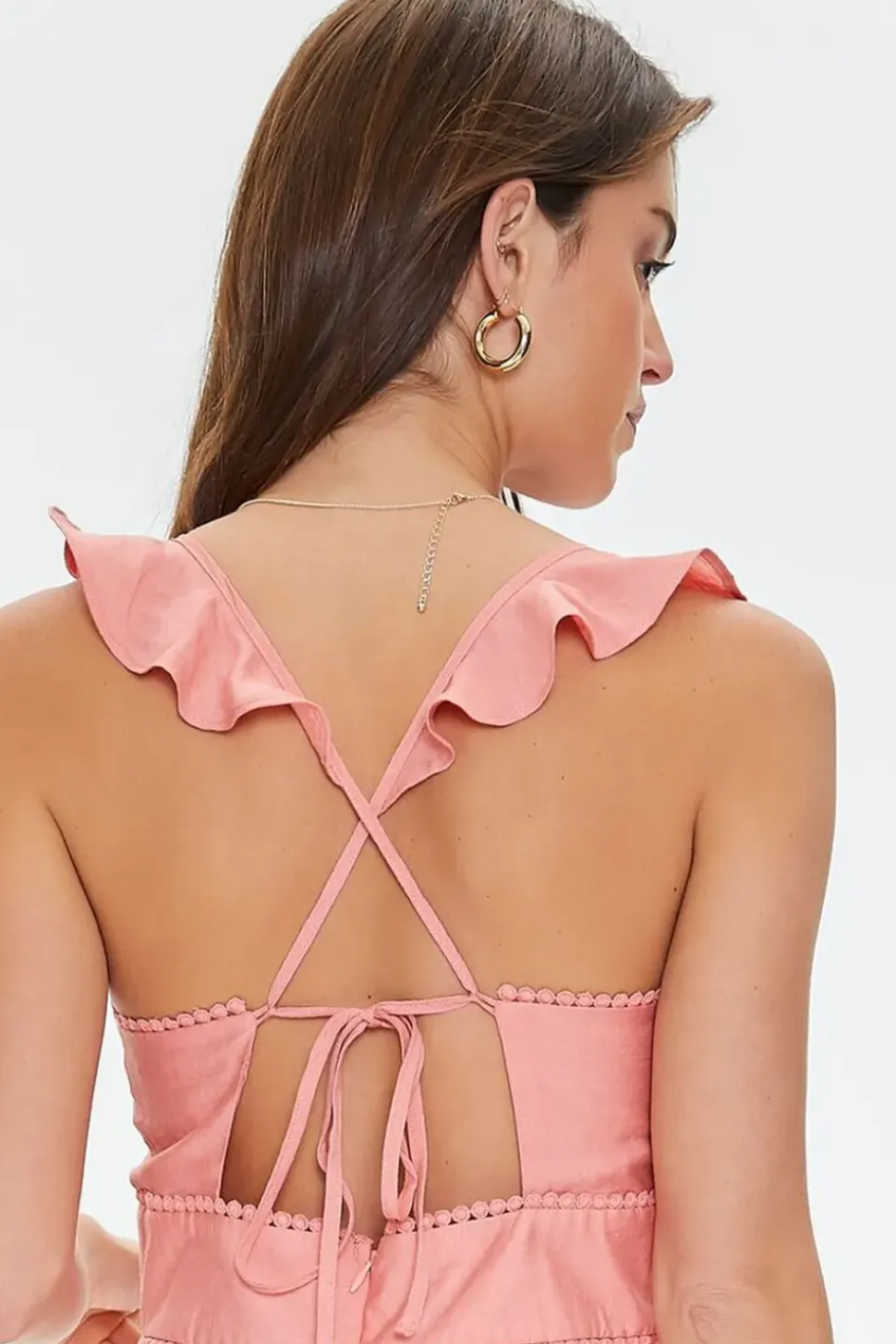Ruffled Cutout Tie-Back Romper