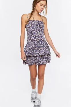 Ruffled Floral Print Mini Dress