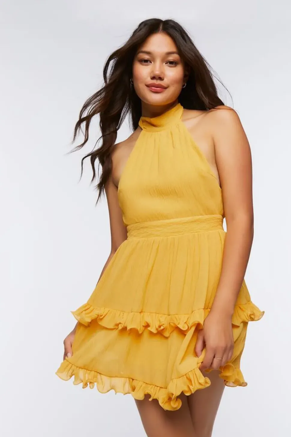 Ruffled Halter Mini Dress