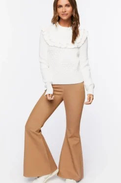 Ruffled Honeycomb Knit Sweater