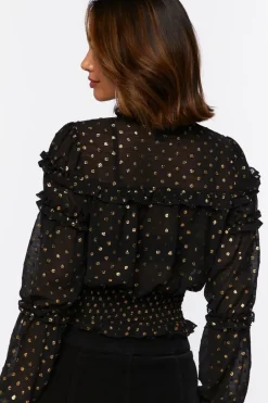 Ruffled Polka Dot Chiffon Top