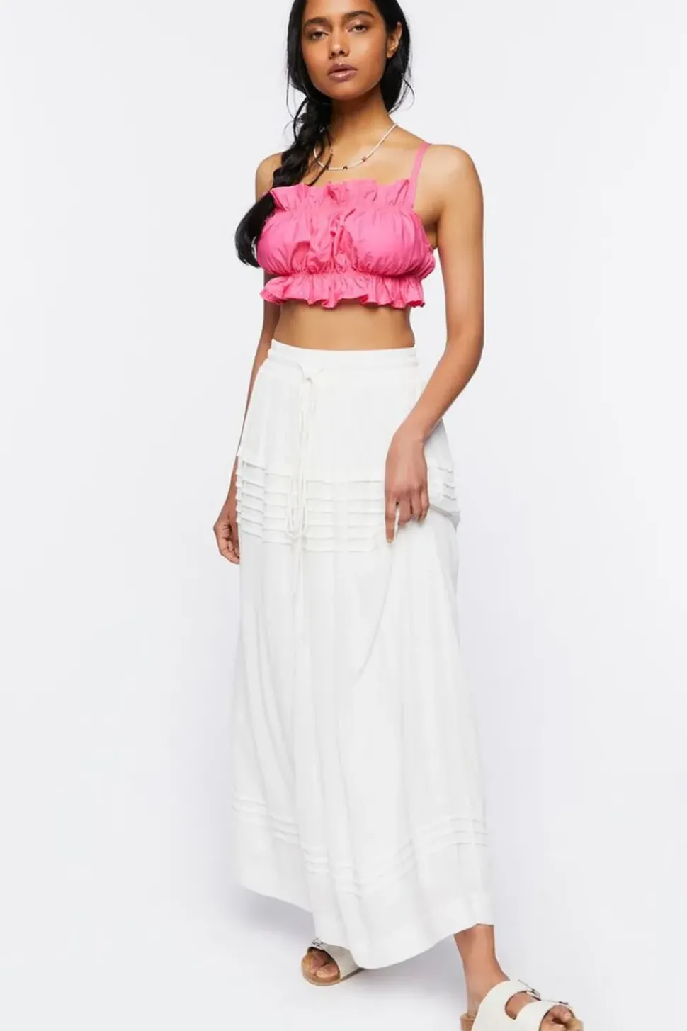 Ruffled Poplin Cropped Cami