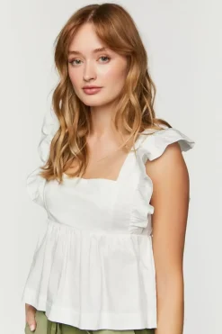 Ruffled Tie-Back Babydoll Crop Top