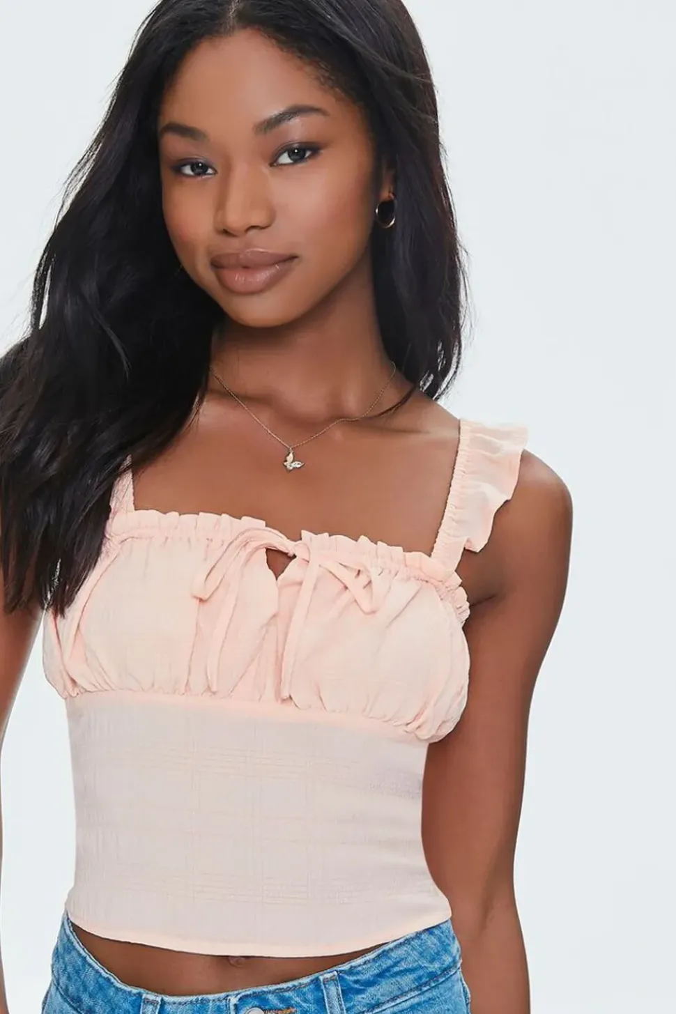 Ruffled Tie-Front Crop Top