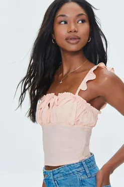 Ruffled Tie-Front Crop Top