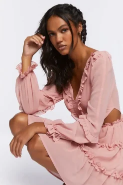 Ruffle Lace-Back Mini Dress