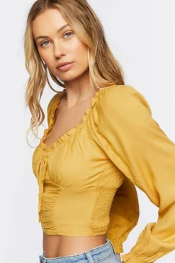 Ruffle Smocked Crop Top