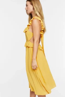 Ruffle Tie-Back Midi Dress