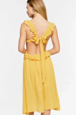 Ruffle Tie-Back Midi Dress