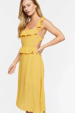 Ruffle Tie-Back Midi Dress