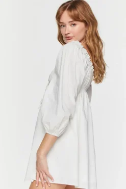 Ruffle-Trim Babydoll Mini Dress