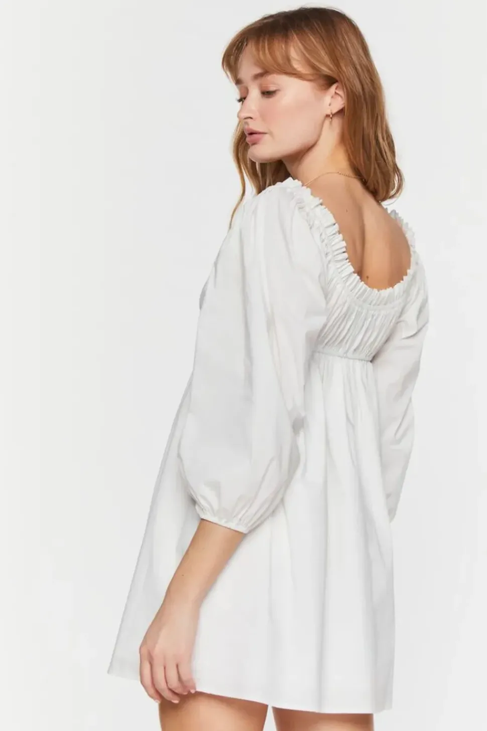 Ruffle-Trim Babydoll Mini Dress
