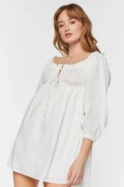 Ruffle-Trim Babydoll Mini Dress