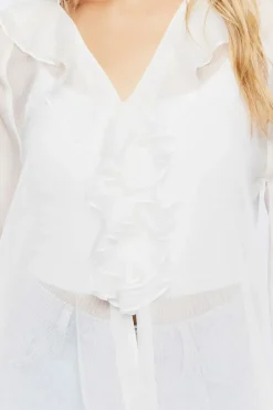 Ruffle-Trim Chiffon Top