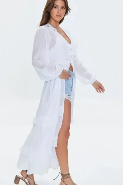 Ruffle-Trim Duster Kimono