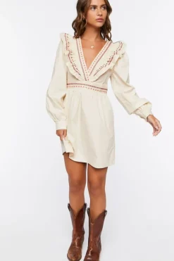 Ruffle-Trim Mini Dress