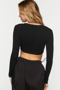 Safety Pin Cutout Crop Top