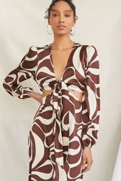 Satin Abstract Print Maxi Dress