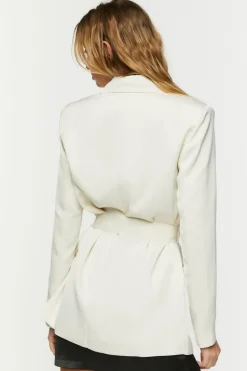 Satin Belted Double-Breasted Blazer