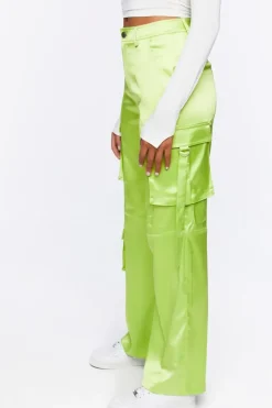 Satin Cargo Mid-Rise Pants