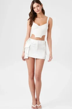Satin Cargo Mini Skirt