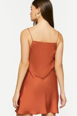 Satin Cowl Neck Mini Slip Dress