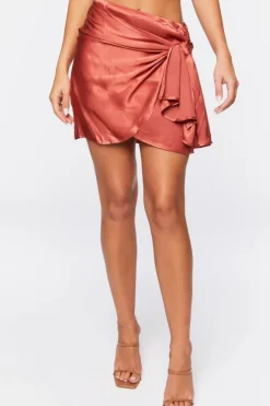 Satin Cropped Cami & Self-Tie Wrap Skirt