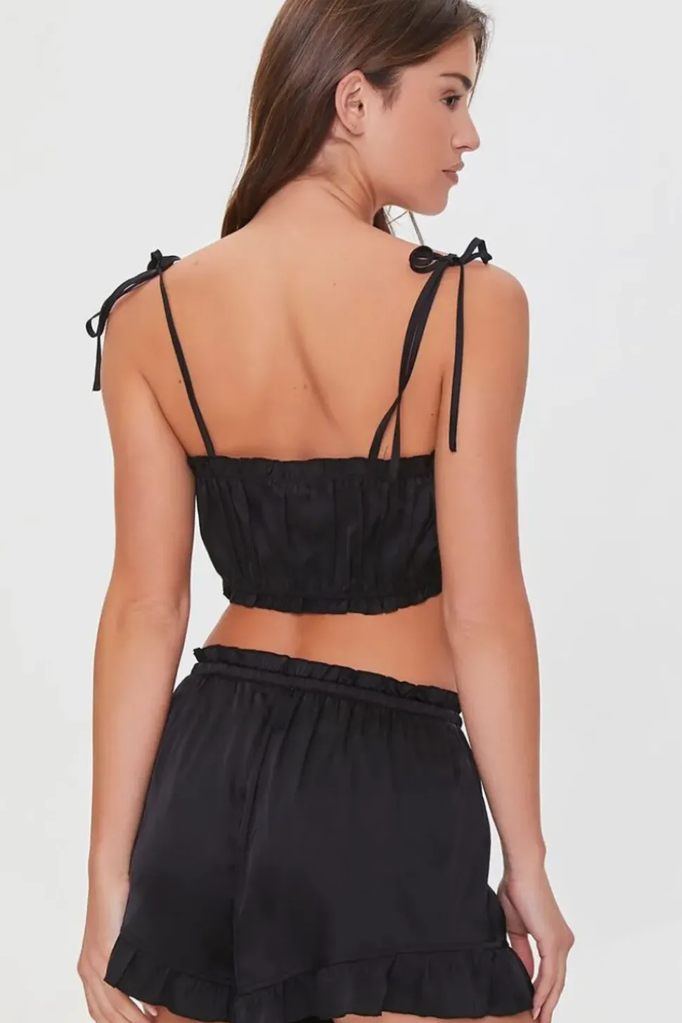 Satin Cropped Cami & Shorts Pajama Set