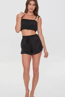 Satin Cropped Cami & Shorts Pajama Set