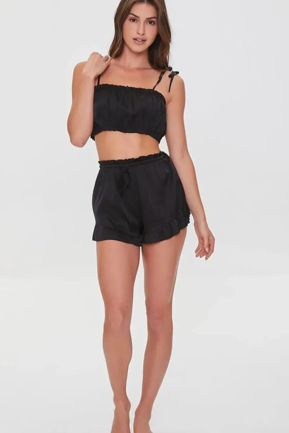 Satin Cropped Cami & Shorts Pajama Set