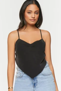 Satin Cropped Handkerchief Cami