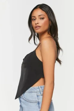 Satin Cropped Handkerchief Cami