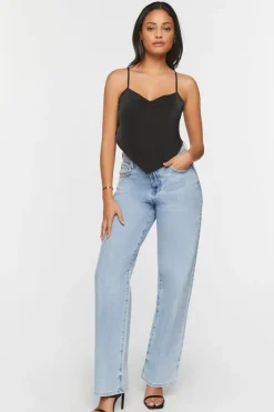 Satin Cropped Handkerchief Cami