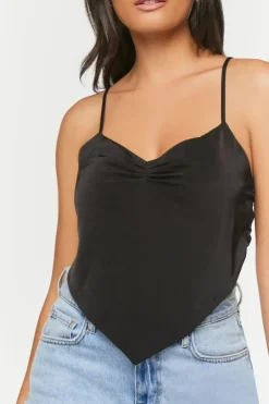 Satin Cropped Handkerchief Cami