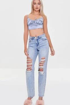 Satin Cropped Lingerie Cami