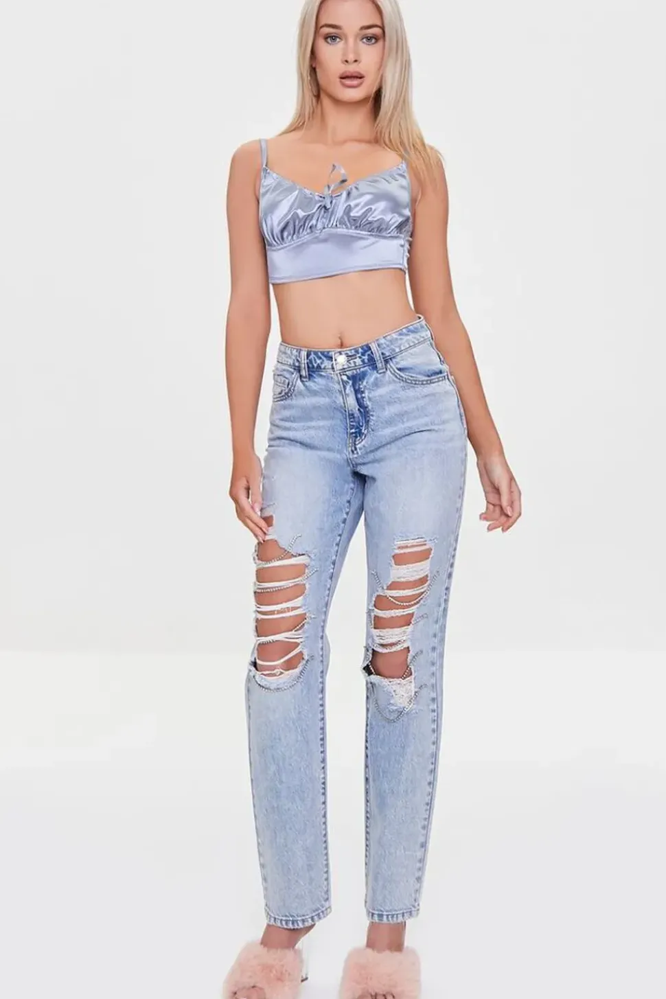 Satin Cropped Lingerie Cami