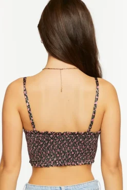Satin Ditsy Floral Bustier Crop Top