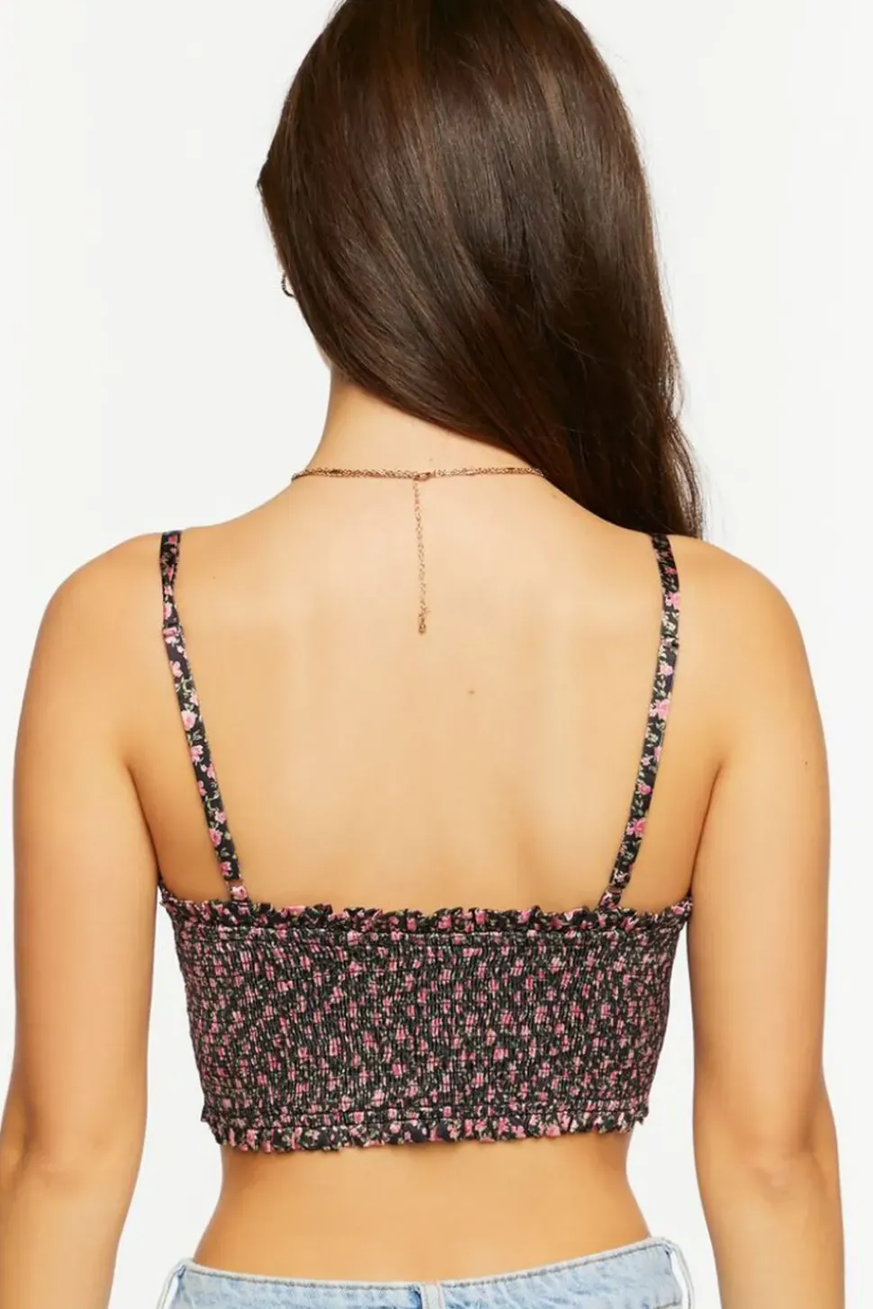 Satin Ditsy Floral Bustier Crop Top