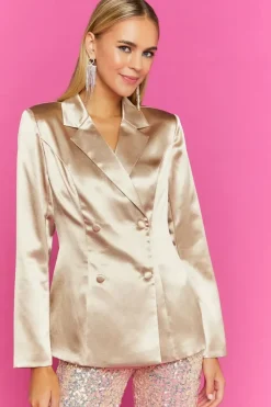 Satin Double-Breasted Blazer